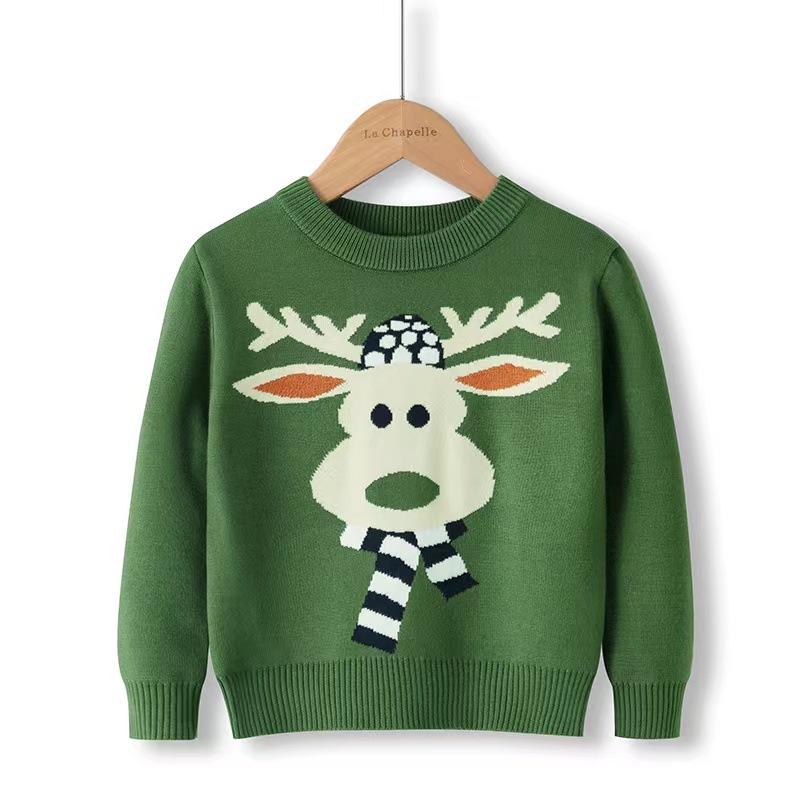 New Christmas Reindeer Sweaters for Children, Autumn and Winter Knitted Sweaters for Boys, Girls and Babies