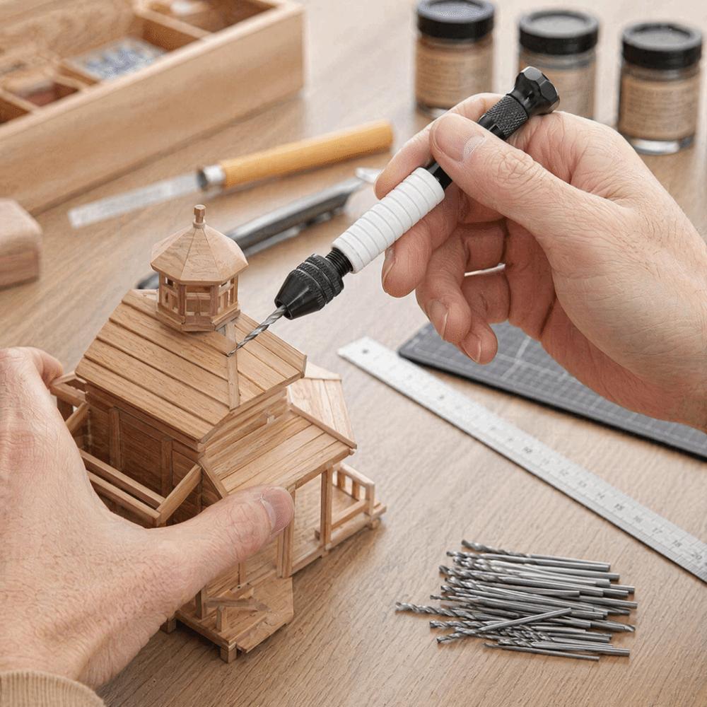 48PCS High Speed Steel Pin Vise Hand Drill HSS Micro Twist Bits Mini Hand Drill  Plastic Models