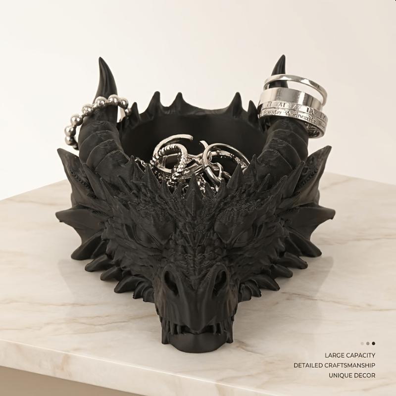 Cool Gothic Dragon Head Desktop Decor Dark Series Jewelry Storage Organizer Home Ornament Gift