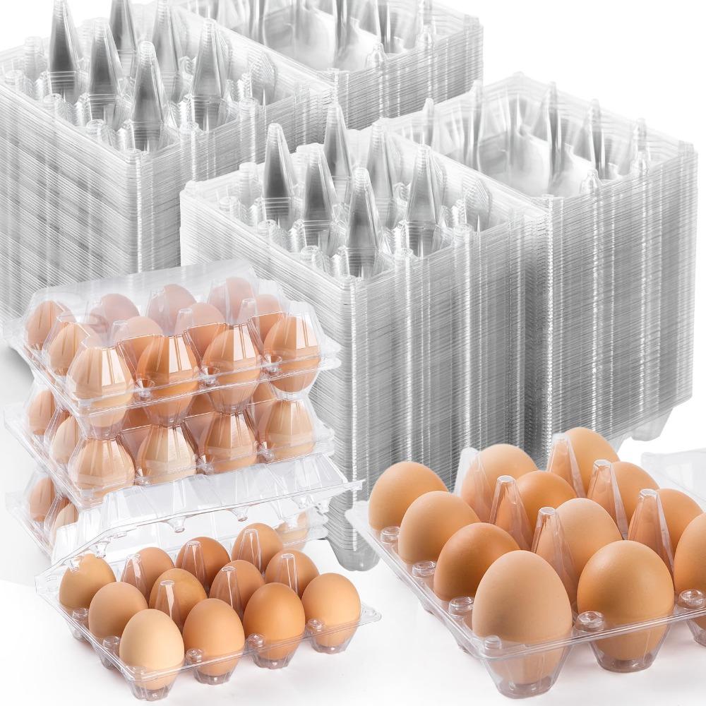 

100 ШТ Контейнеры для яиц 3 * 4 ячейки Прозрачный держатель для яиц Лоток для яиц Прочные картонные коробки для яиц Для домашнего использования прозрачный