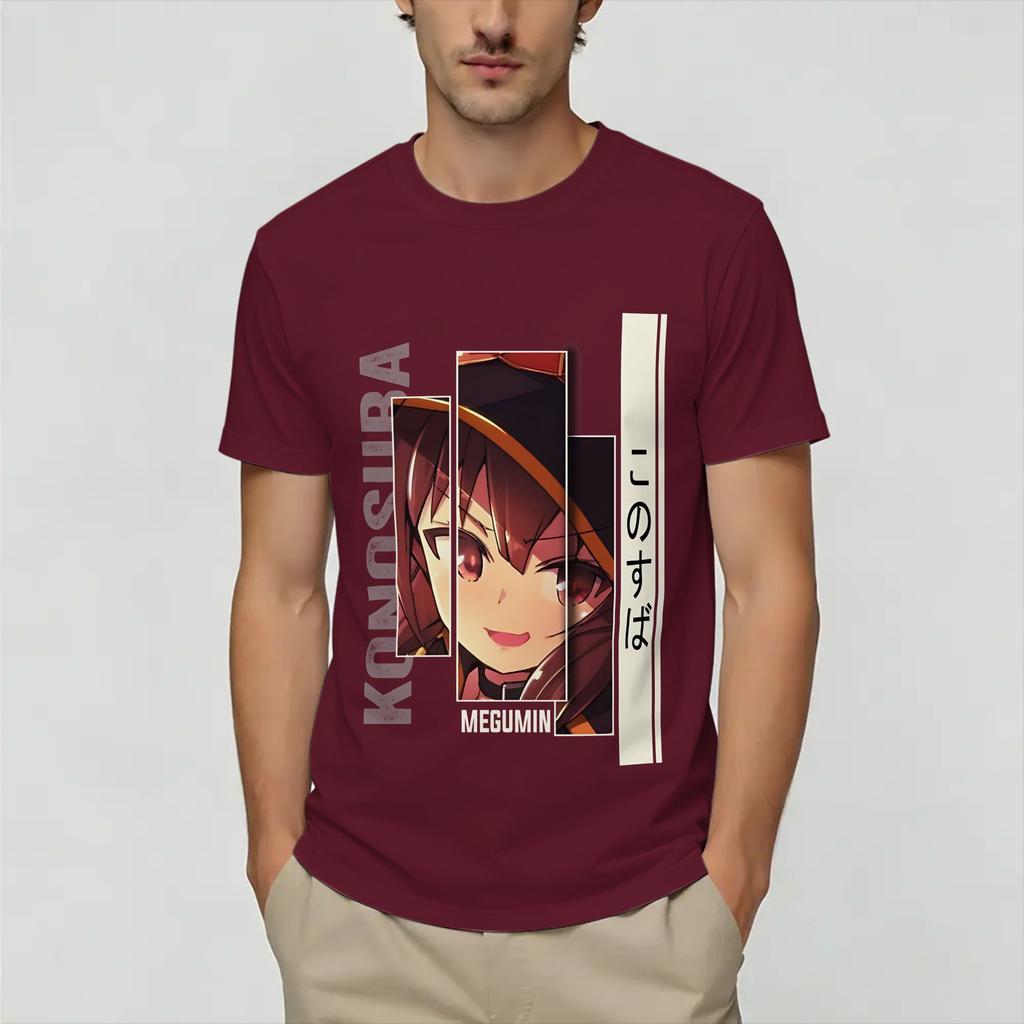 Megumin KonoSuba T Shirt for Unisex Pure Cotton Funny TShirts Crewneck Tees Short Sleeve Tops Gift Idea