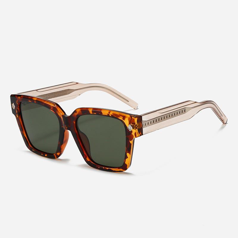 Uv400 Polarized Optical Glasses Unisex Square Frame For Cycling And Fishing TortoiseFrameGreenLens