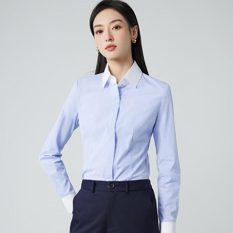 KASEYE Striped Long-Sleeve Professional Work Shirt