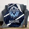 Custom Name Vancouver Whitecaps FC Jersey blanket for Couch & Bed, Plush Cozy Fuzzy Blanket Super Soft & Warm Blankets for Fall and Winter. 0908245