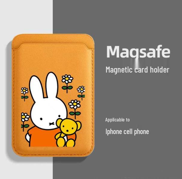 Miffy Magnetic Leather Card Holder Case for Apple Phones (MAGsafe Compatible)