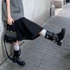 Black Platform Knight Boots Women's Retro Square Head Metal Fasteners Thick Heel Locomotive Short Boots Fashion Western Cowboy Boots Women