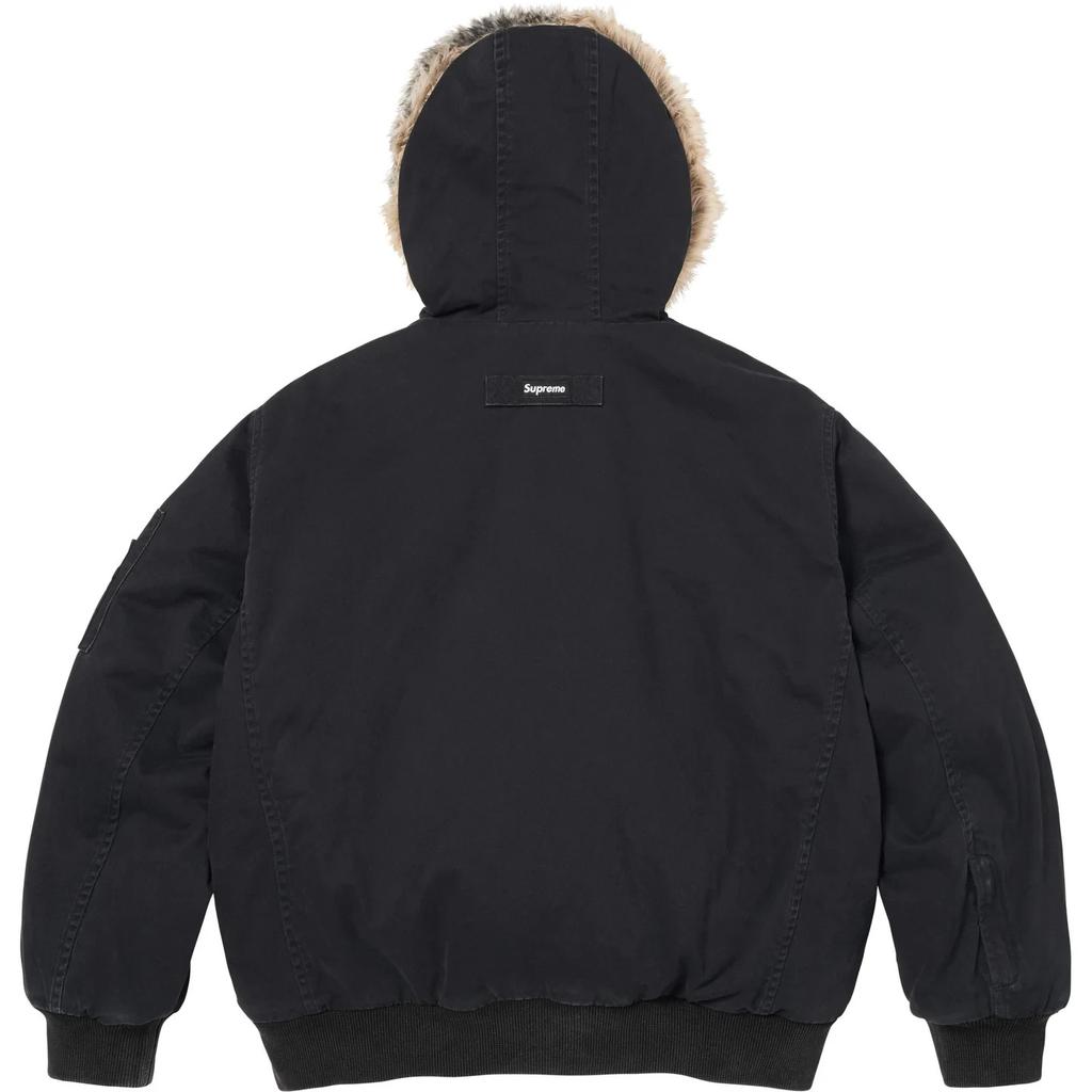 Supreme Reversible Faux Fur Hooded Work Jacket Black