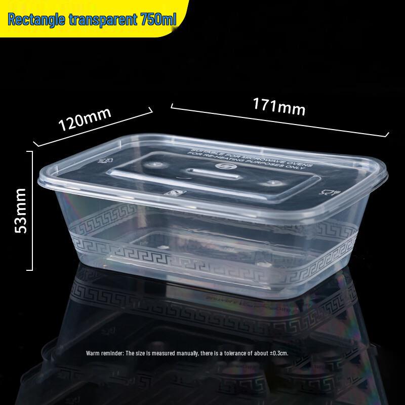 Disposable 750ml Clear Plastic Food Containers with Lids