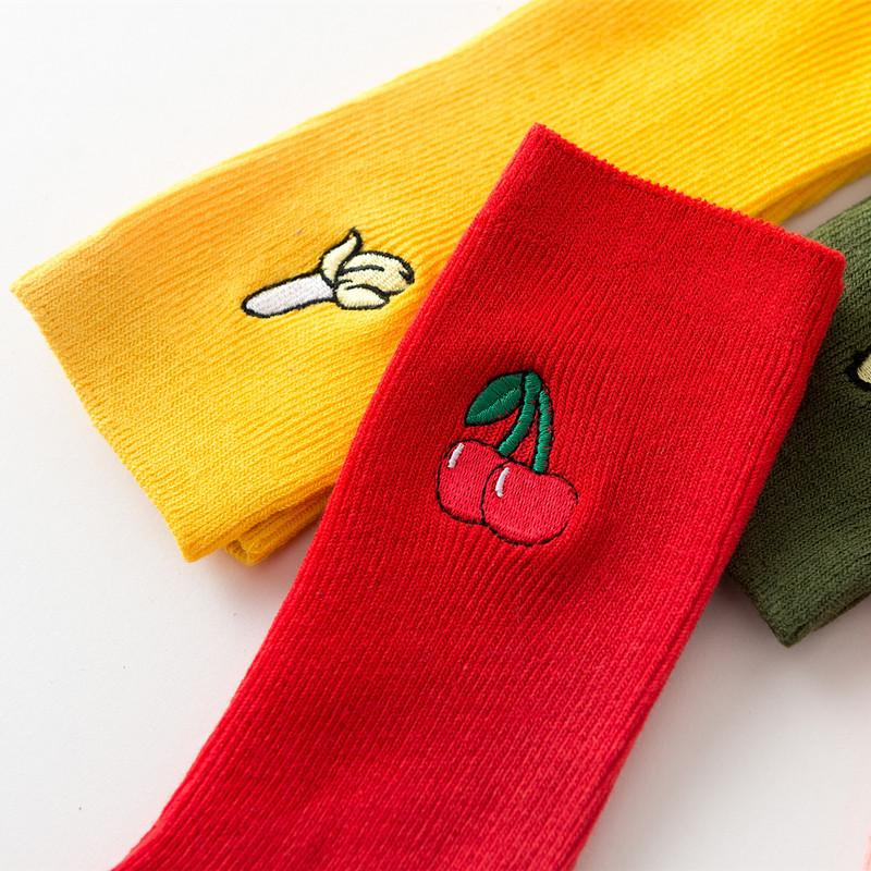 Korea Style Women Socks Cotton Fruit Food Socks Cherry Peach Banana Egg Hamburger  Avocados Socks
