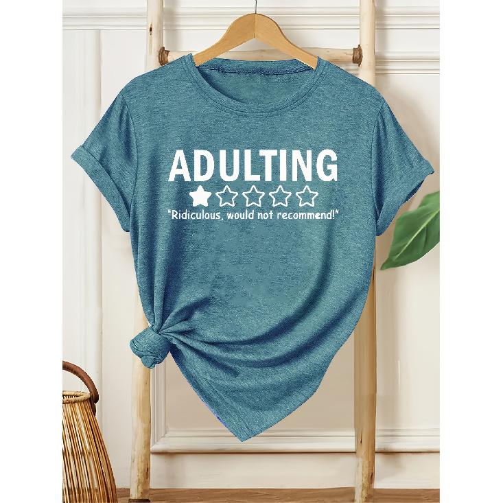 Women s Short Sleeve Printed round Neck Comfortable, soft, and breathable new model Fashionable, simple, retro, fresh, versatile for everyday wear, S