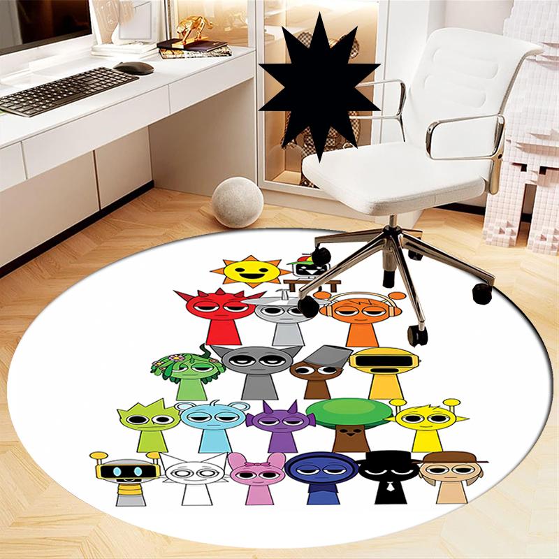 Sprunki Printed Round Rug Carpet Chair Rug Area Rug Entryway Doormats,for Office Chair Living Room Bedroom Kitchen Room.
