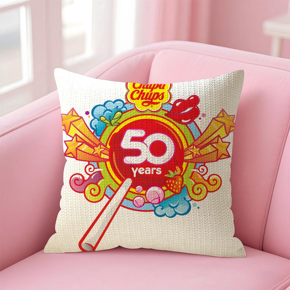 Fashion CChupa Chups Cushion Cover Natural Linen Pillow Case DoubleSided Print Decorative Sofa Pillowcase Home Decor Gift