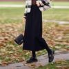 Coffee-Colored Woolen Mid-Length High-Waisted Slimming Elastic Waist Skirt - 2025 Autumn/Winter Collection