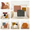 Art Minimalist Geometric Square Warm Color Modern Simplicity Cushion Cover Linen Pillowcase Soft For Sofa Bed Home Room Decor