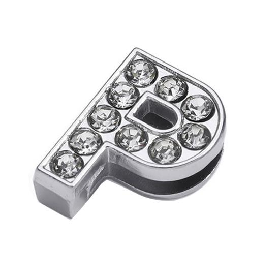 

Rhinestone Letter Beads Alloy A to Z Charms Slide Letter Charms Small Spacer Beads for DIY Jewelry Making Keychain Cell Phone Chain Bracelet Craft P