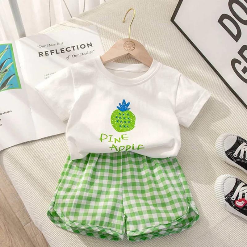 Toddler Cute T-shirts+Shorts Baby Girls Summer New Clothes Casual Two Pieces Suits Infantil Trendy Simple Thin Soft Tees Outfits