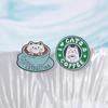 CATS COFFEE Enamel Pins Custom Cute Cat Brooches Lapel Badges Cartoon Animal Jewelry Gift for Kids Friends
