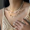 Boho Mehrschichtige Seestern Muschel Reiskorn Perlen Halskette für Damen Vintage Imitation Perlenstein Halskette Sommer Strandparty Schmuck