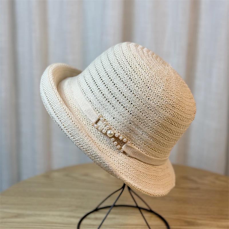 Chic Pearl Summer Hat For Women Lightweight Breathable Bucket Hat For Outdoor Activities