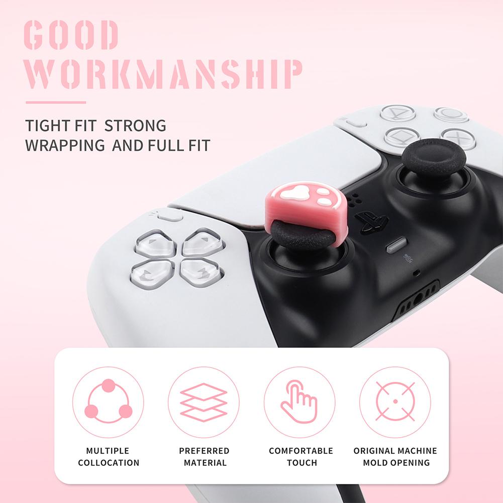 6pcs Protective Cover Anti Slip Silicone Thumbstick Grip Caps Cover Cat Paw Game Accessories for Switch Pro for PS4/XBOX ONE