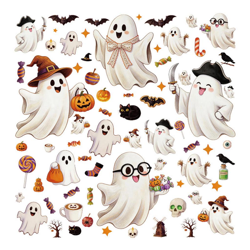 Halloween Static Window Clings with Cute Decorations for Store Window Glass Display
