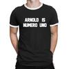 Arnold Is Numero Uno Mens  Cotton Ringer T-Shirt Retro Gym Arnie Fitness
