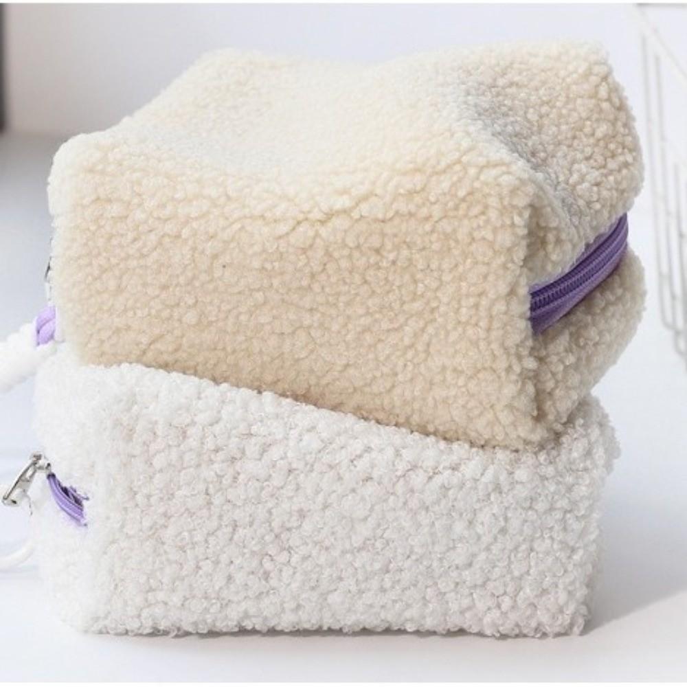 Velvet Material Velvet Makeup Bag Cute Design Cartoon Style Portable Wrist Bag Small Size Keychain Attachment