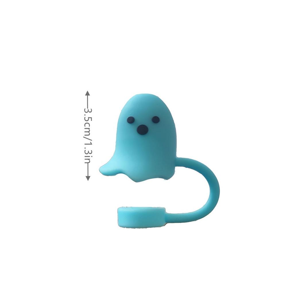 Cute Ghost Straw Covers Cap Compatible With Stanley Cup Silicone Reusable Drinking Straw Topper Accessories Halloween Gifts
