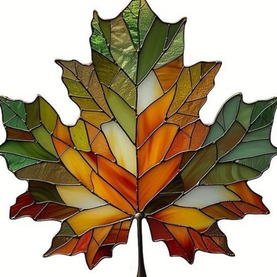 Lønneblad Solfanger Hengende Dekorasjon Thanksgiving Dag Høst Farget Glass 2D Flat Akrylglass Vindu Vegghengende Skilt Ornament