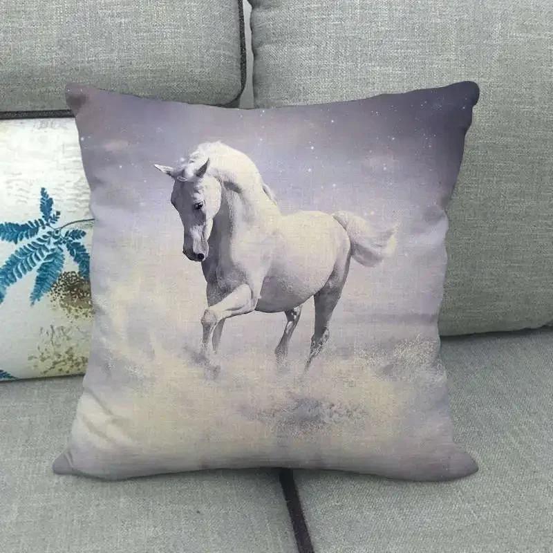 Horse Print Cushion Covers Home Decoration Animal Pillow Cases  Sofa Seat Chair Throw Pillows Linen Pillowslip Car Accessories