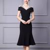 Light Luxury High-end Small Dress Dress 1011 New Thin Off-the-shoulder Fishtail Dress Host Birthday Party Dress