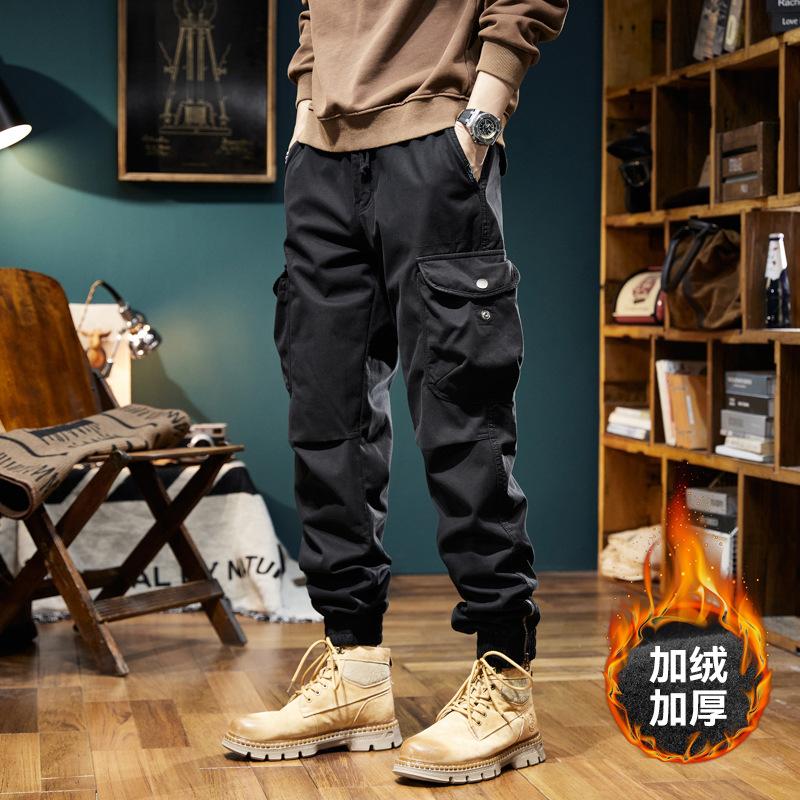 High Street Retro Fashion Casual Pants Thickened Thermal Trousers Overalls Versatile Trend Wear-resistant Leggings