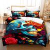 Happy Halloween Bedding Set Skeleton Skull Floral 3D Printed Duvet Cover Set Soft Twin Double Queen King Size Halloween Decor