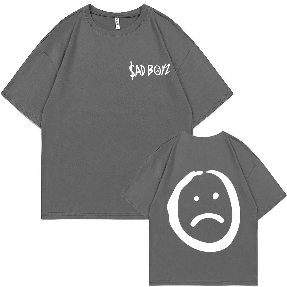 Singer Junior H Sad Boyz Double Sided Print Tshirt Mens Hip Hop Oversized Streetwear Men Fashion Casual Cotton T Shirts