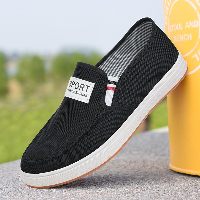 Autumn New Men's Shoes Versatile and Comfortable Casual Canvas Shoes Beef Tendon Sole One Pedal Old Beijing Cloth Shoes