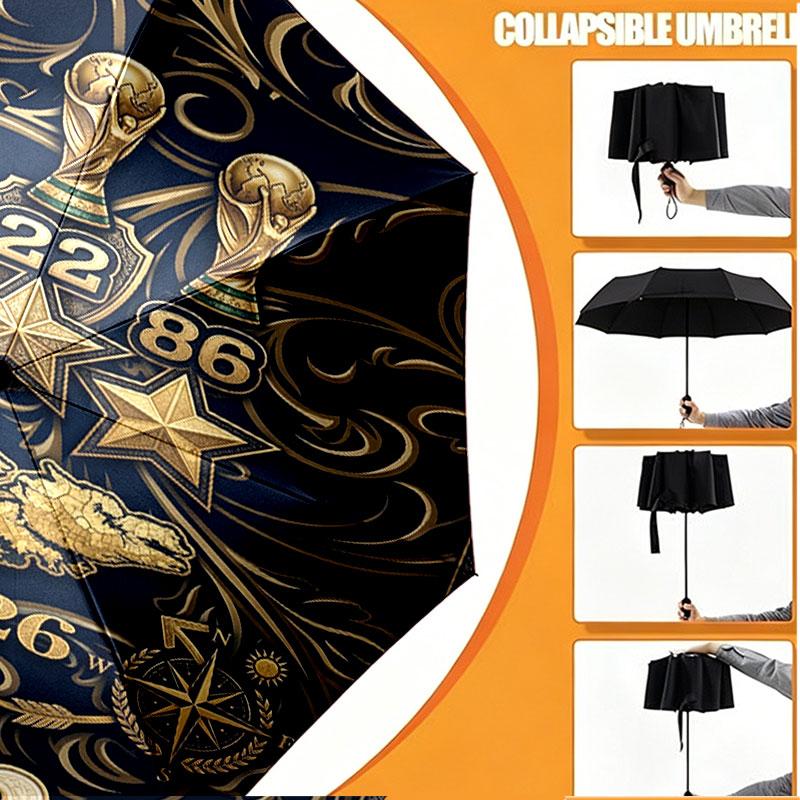 Custom Name Personalized Football Print Umbrella, Auto Open Close, 8‑Rib Sturdy Frame, Commute Camping Hiking Use, Birthday Gift