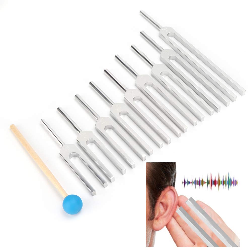 9-Piece Tuning Fork Set with Storage Bag, Body Tuning Forks for Chakra Healing, DNA Healing Instrument, Sound Therapy (174Hz, 285Hz, 396Hz, 417Hz, 528
