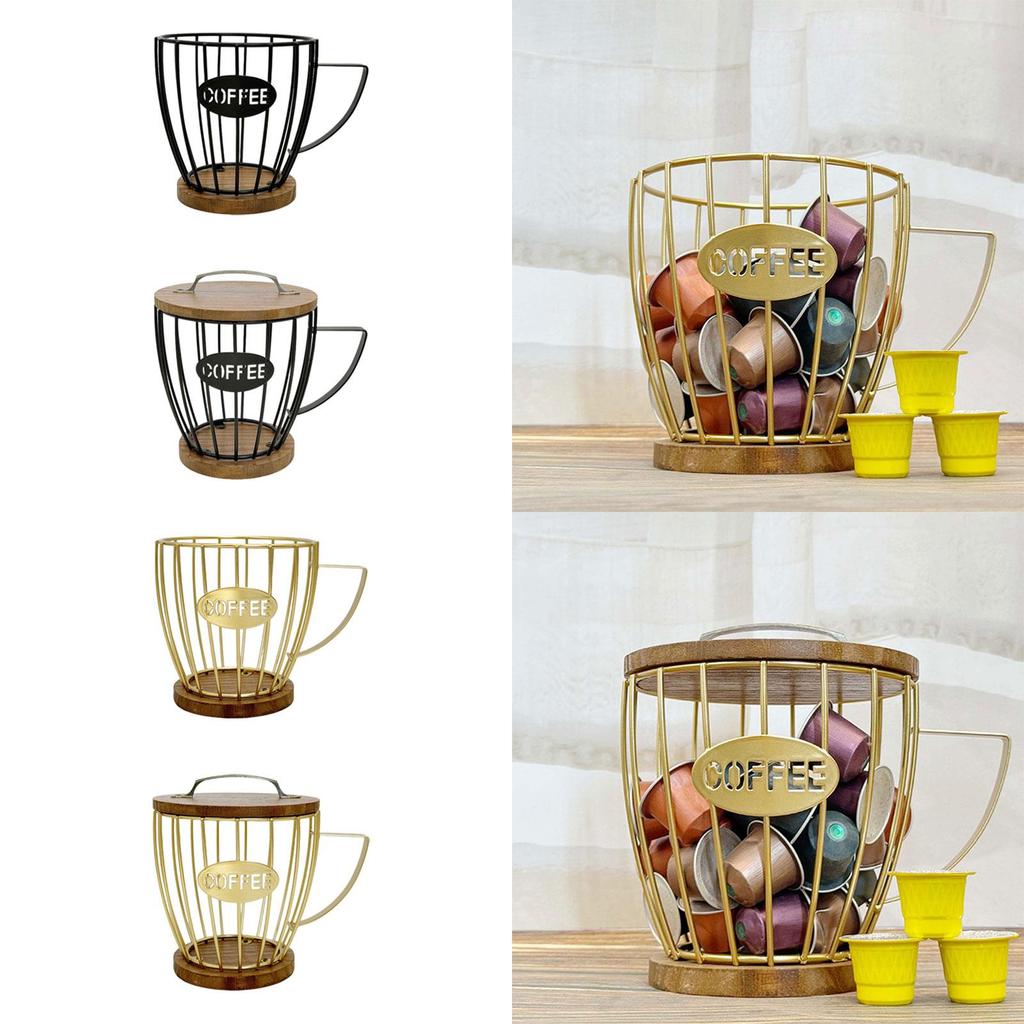 Coffee Pod Holder Metal Wire Container for Kitchen Counter Home Countertop