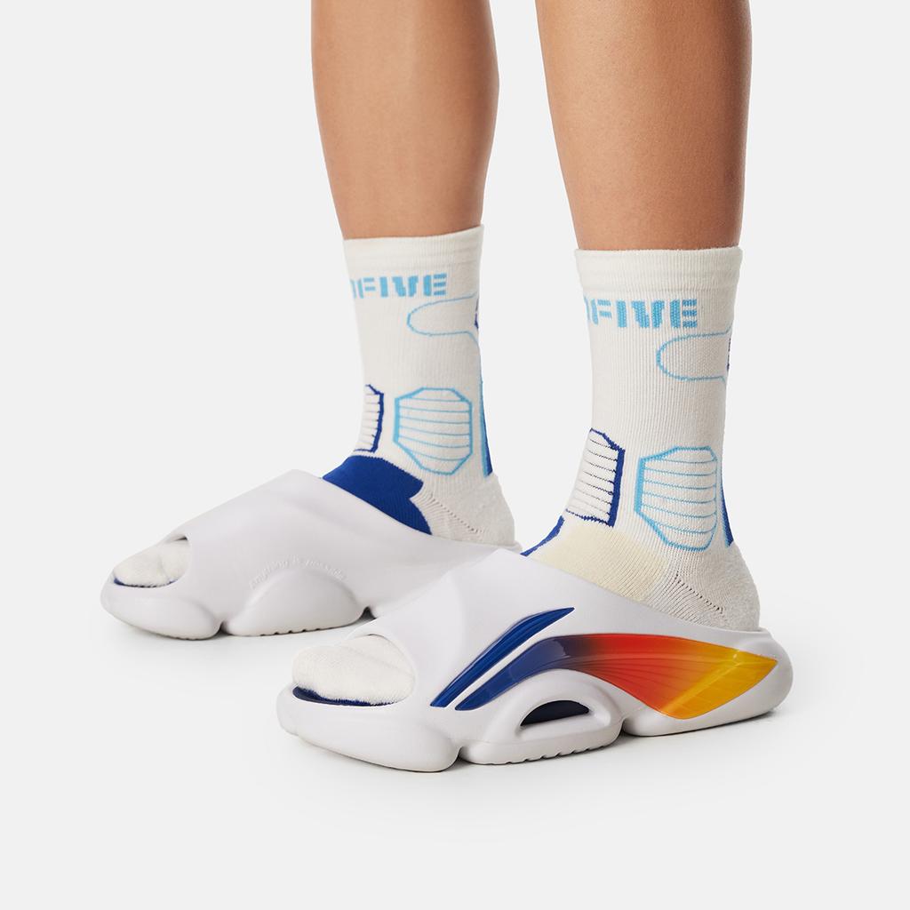 Li Ning Badfive Slide Og Casual Breathable Lightweight Non-Slip Slide Sandals Men Footwear White ABTV007-4