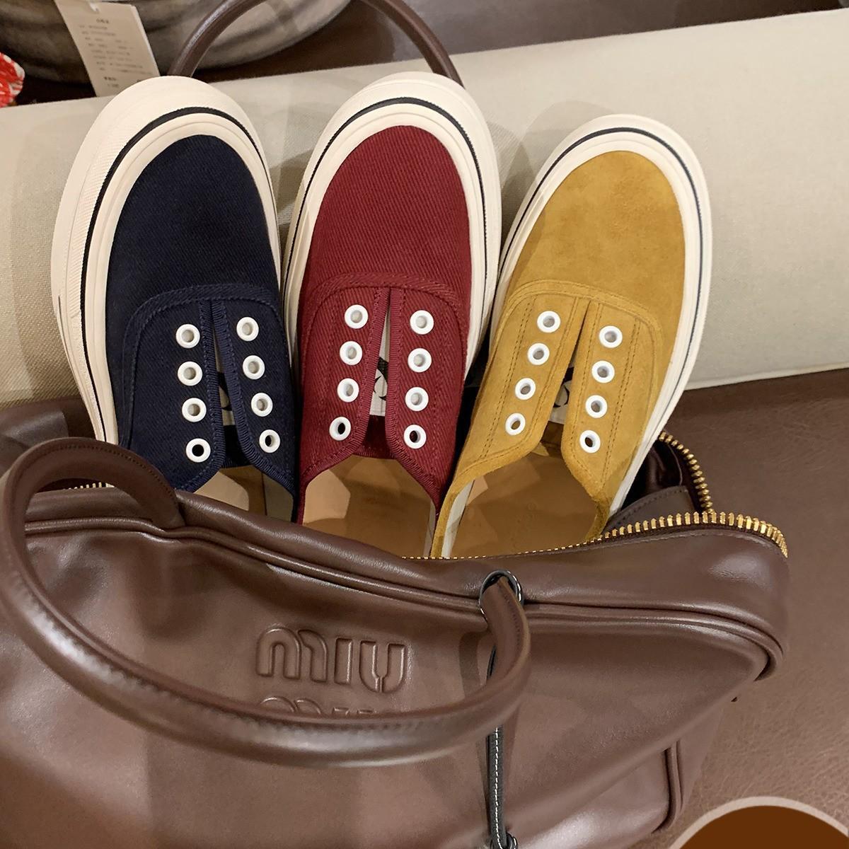 

Grape mother s same cookie shoes 2025 lace-up fashion with one pedal lazy sports canvas casual shoes women 35