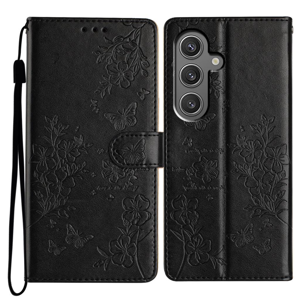 For Samsung Galaxy S24+ Case Butterfly Floral Imprint Leather Phone Cover with Wallet