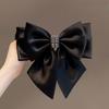 Romantic Rose Story Hair Clip With Satin Ribbon And Water Drip Rhinestones For Women