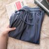 Pantaloni Larghi Estivi da Donna a Vita Alta in Seta Ghiacciata - Modellanti, Drappeggiati, Casual da Studentessa, Vestibilità Larga, Gamba Dritta Stretta.