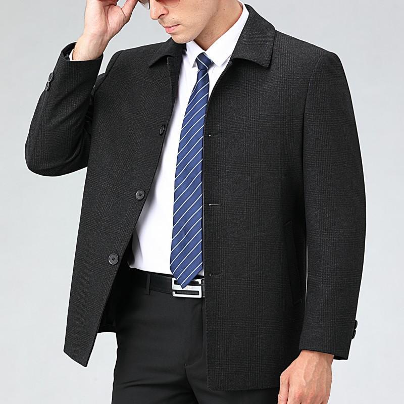 

Высококачественная кашемировая куртка для мужчин, для пап среднего возраста, деловой топ с лацканами, мужская повседневная шерстяная куртка на весну и осень 170