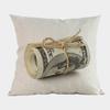 Nuovi Cuscini Decorativi per Divano a Forma di Dollaro Americano Quadrati 18 Pollici Lino Cotone Stampa di Denaro Copricuscino per Sedia da Ufficio Decorazione per la Casa
