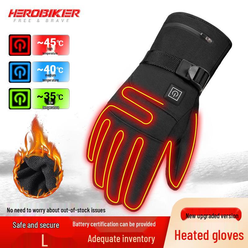 Gants d'hiver chauffants électriques coupe-vent et imperméables pour moto, ski et utilisation de l'écran tactile
