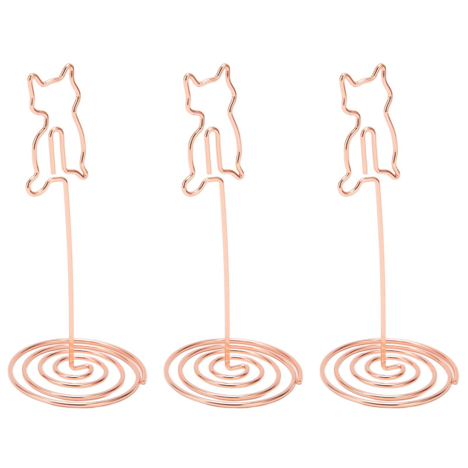 

10 шт. Подставки для номеров столов Устойчивое основание Металл с гальваническим покрытием Розовое золото Держатель для карточек с именами для Свадебной Вечеринки Офиса Котенок