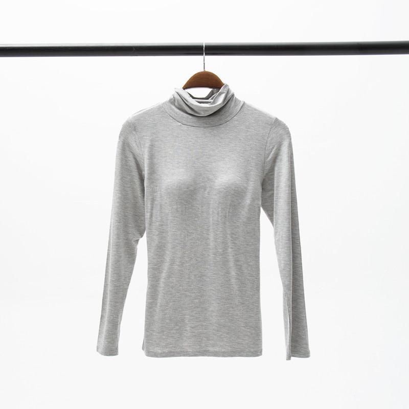 

Women s Padded High Neck Long Sleeve Modal T-Shirt with Built-In Bra Cup L