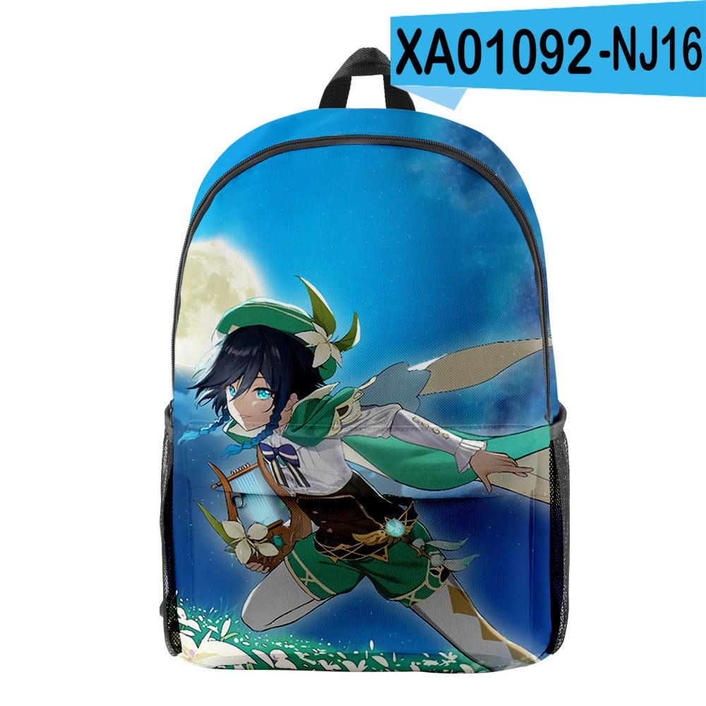 Fashion Youthful Genshin Impact Venti Student School Bags Notebook Backpacks 3D Printed Oxford Waterproof Boys/Girls Travel Bags