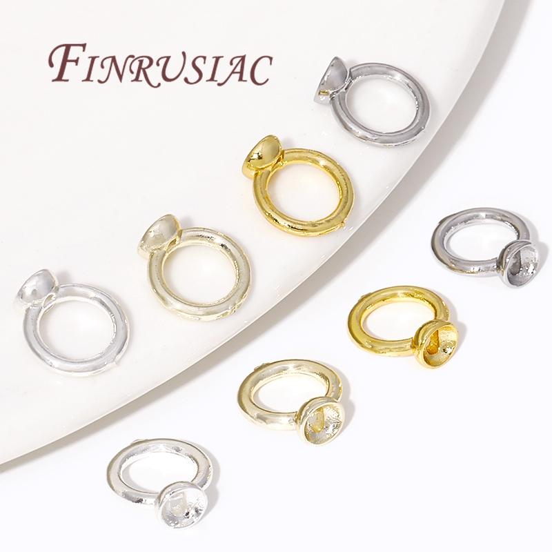 7.5MM 18K Gold Plated Brass End Cap For Jewelry Making,Ends Connector with Loop,Supplies For Jewelry DIY Bracelets Accessories